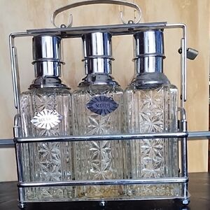 Crystal Decanter Set with Silver Accents